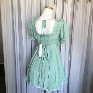 Mint Green Ruffle Dress with Pockets